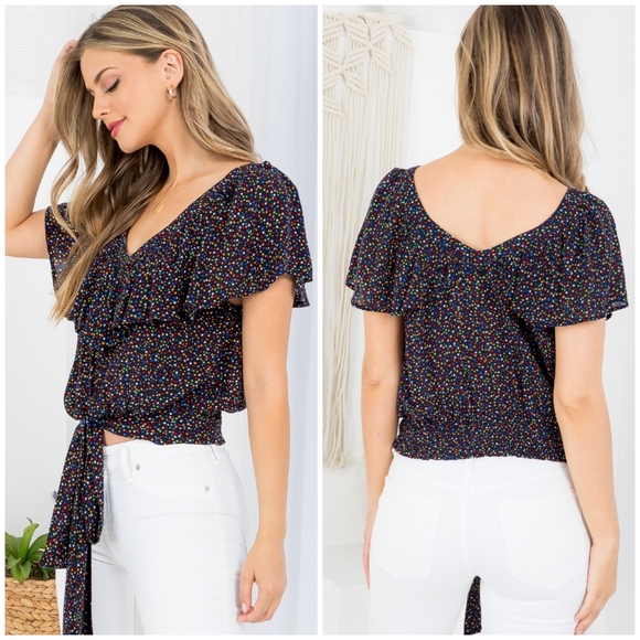 ILLA ILLA Boho Chic Navy Blue Stars Top - Picture 2 of 6